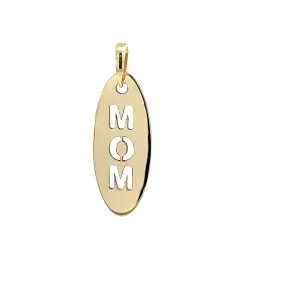 10K Polished Gold Oval 'Mom' Pendant