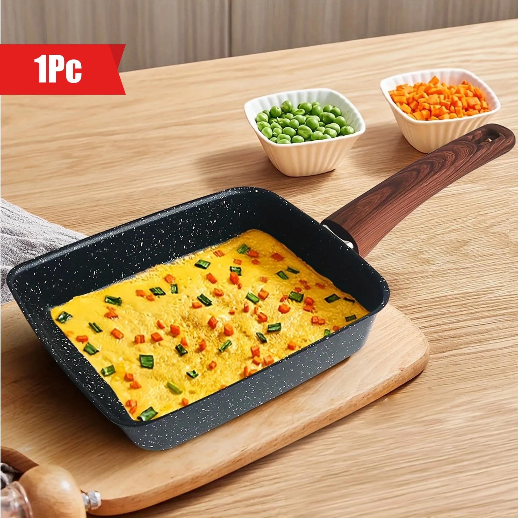 1pc Premium Tamagoyaki Square Egg Pan - Non-Stick Granite Stone Cookware, PFOA-Free, Induction Compatible, All Stoves Friendly, Easy Flip, Omelette Maker, Kitchen Essential for Breakfast Lovers