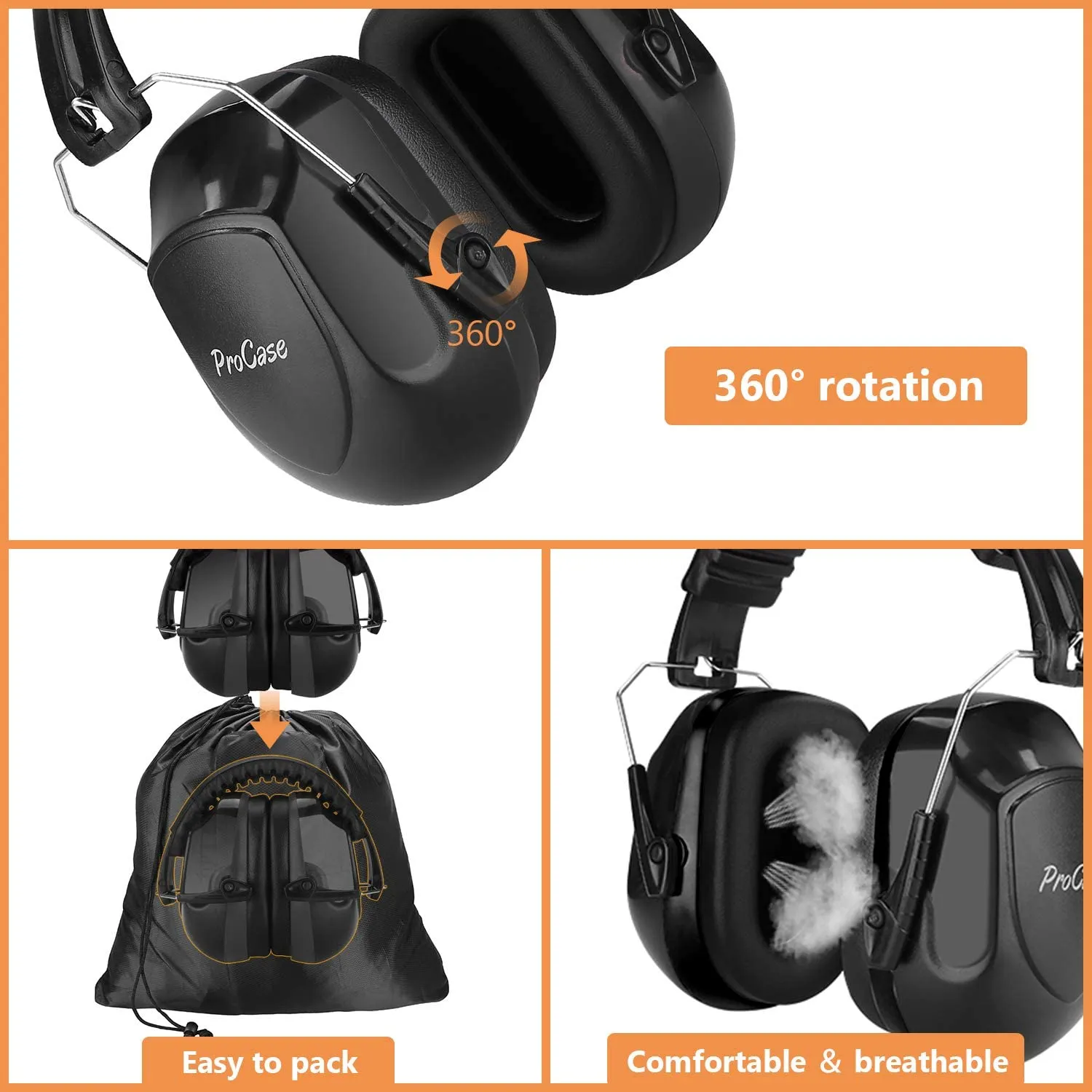 (2 Pack) Noise Reduction NRR 28dB EarMuffs