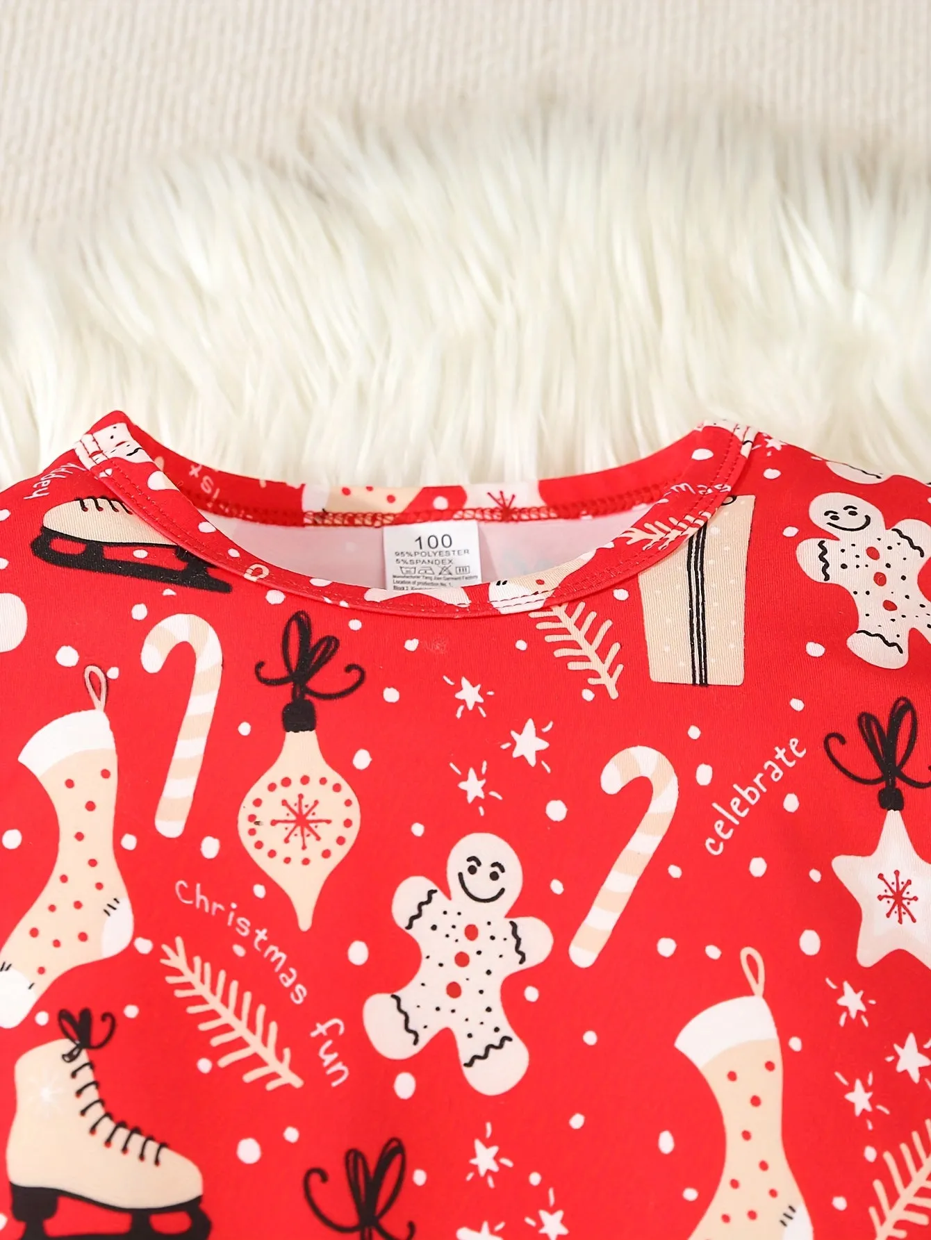 2 Pcs Girl's Casual Underwear Set, Cute Christmas Print Round Neck Long Sleeve & Trousers, Comfy & Skin-friendly Set, Ideal For Daily & Outdoor Wear, As Gift