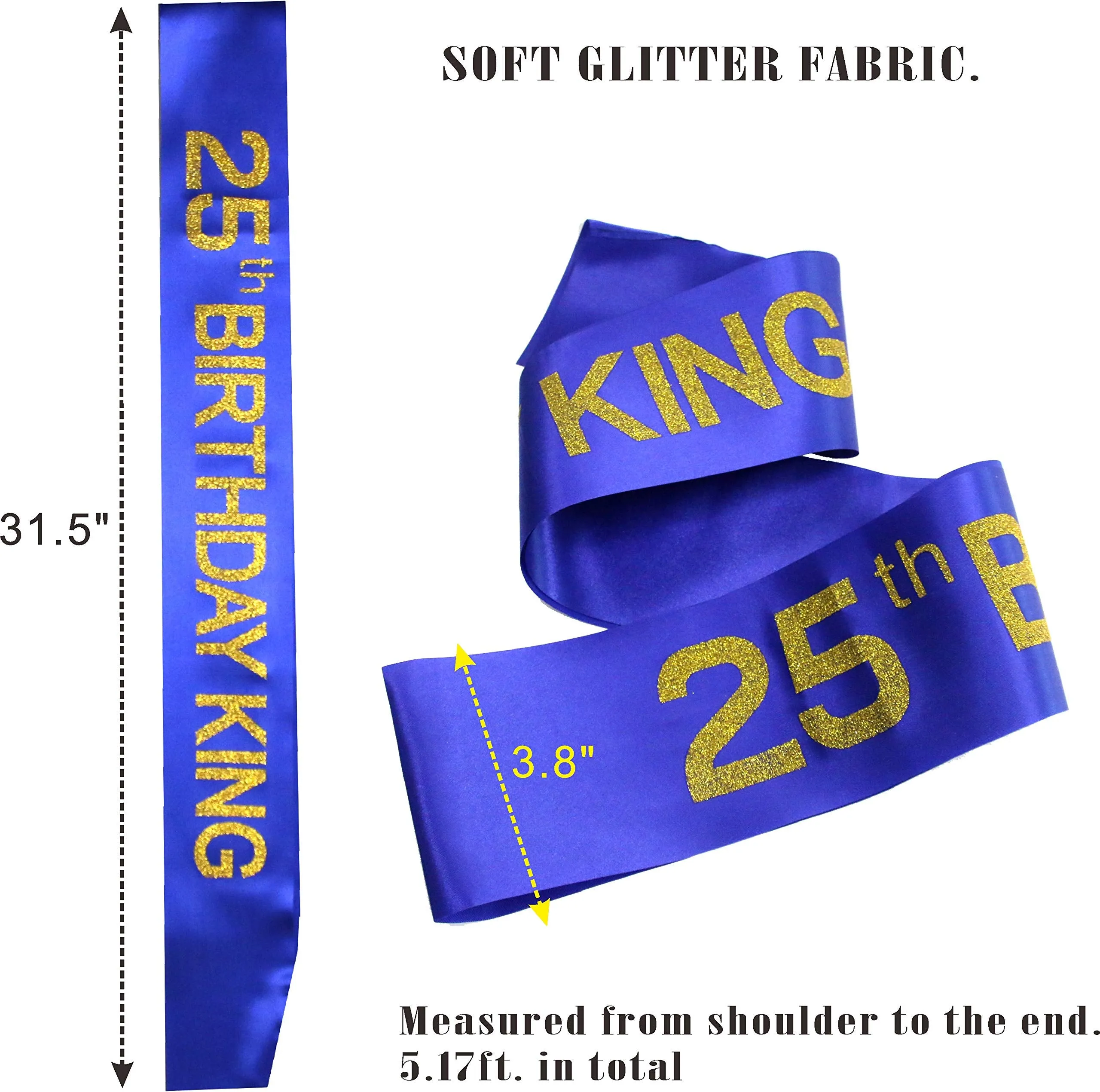 25th Birthday Gifts for Men, 25th Birthday King Crown, 25th Birthday King Sash, 25th