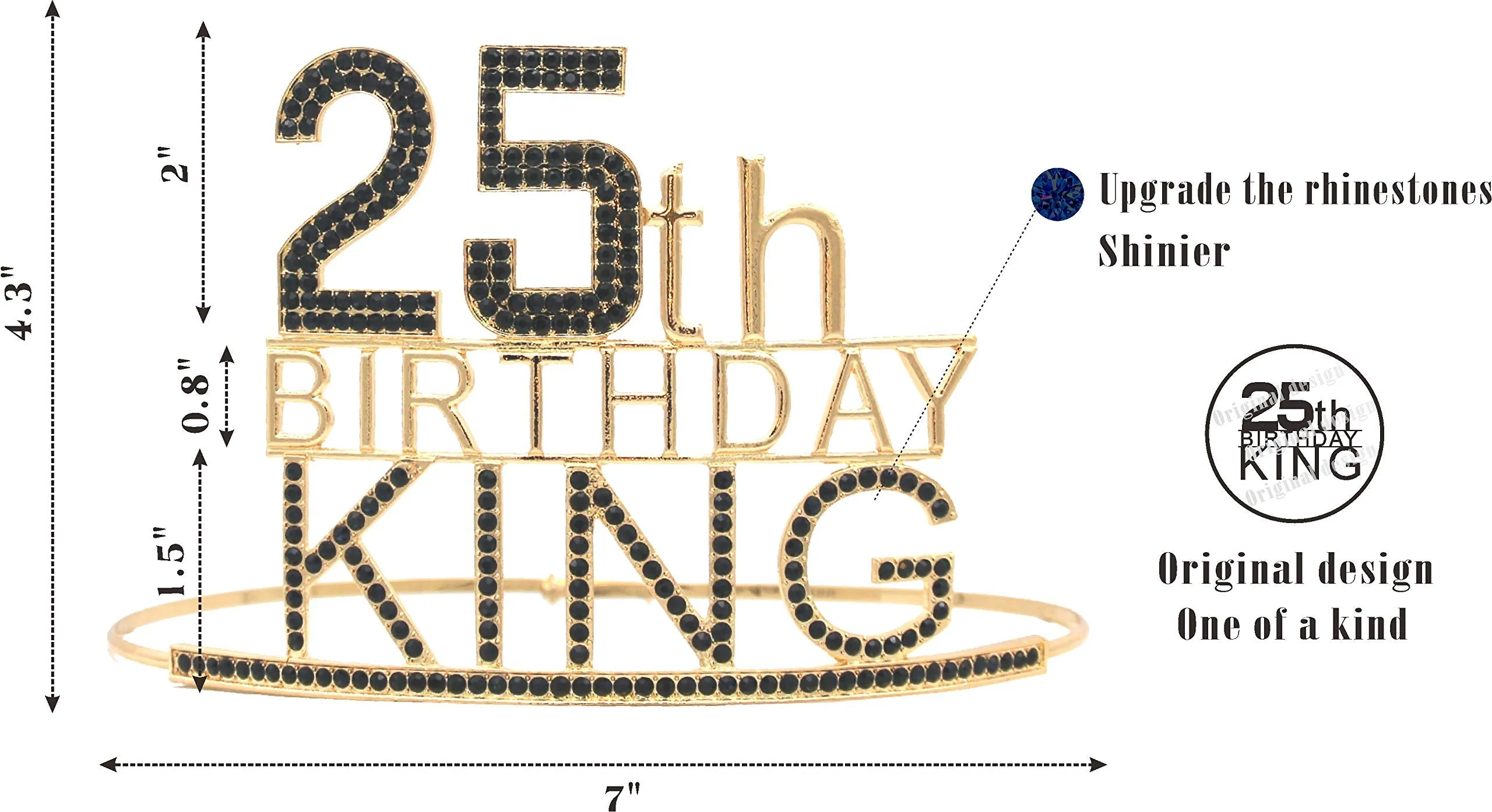 25th Birthday Gifts for Men, 25th Birthday King Crown, 25th Birthday King Sash, 25th