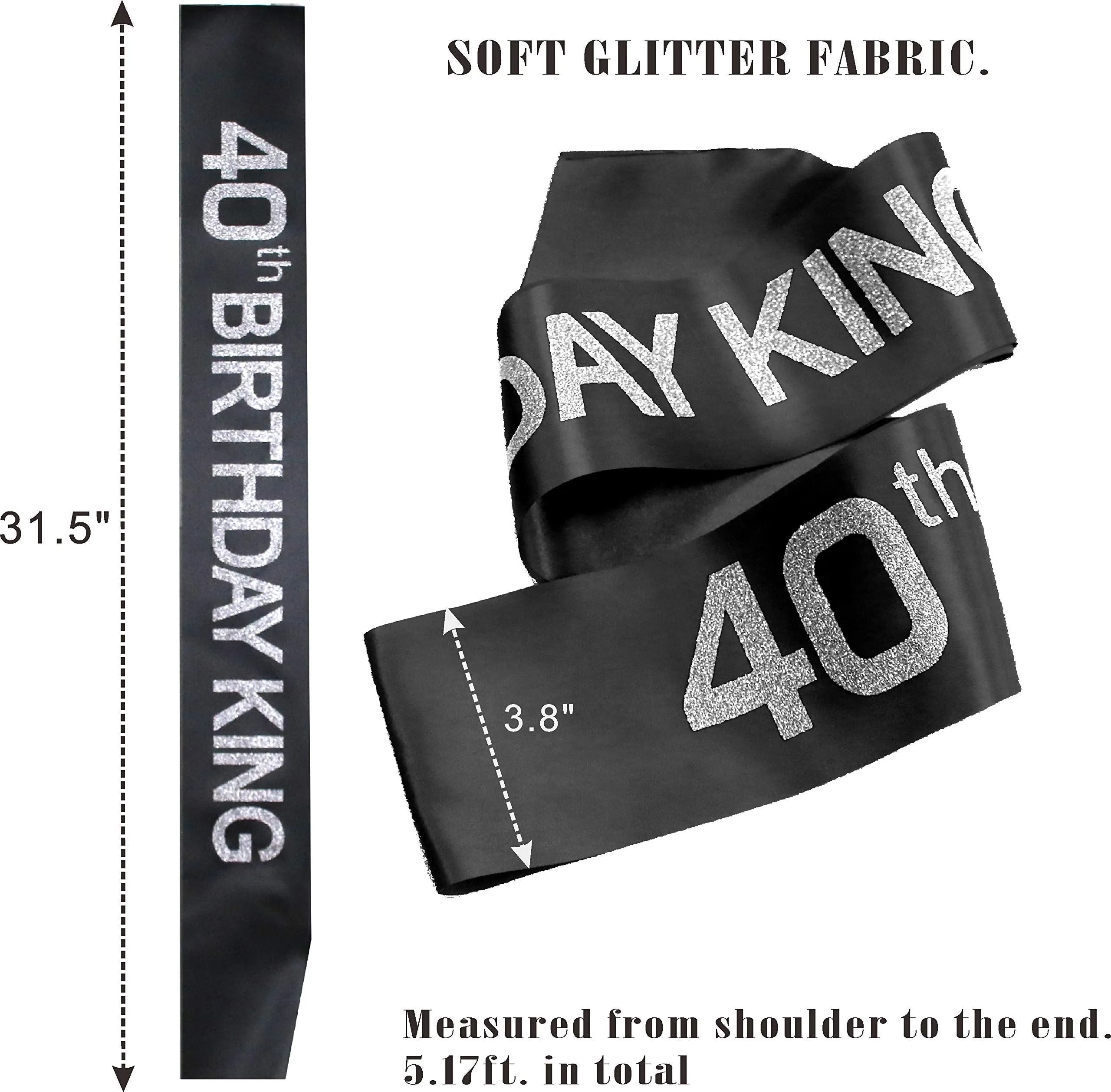 40th Birthday King Crown, 40th Birthday Gifts for Men, 40th Birthday King Sash, 40th