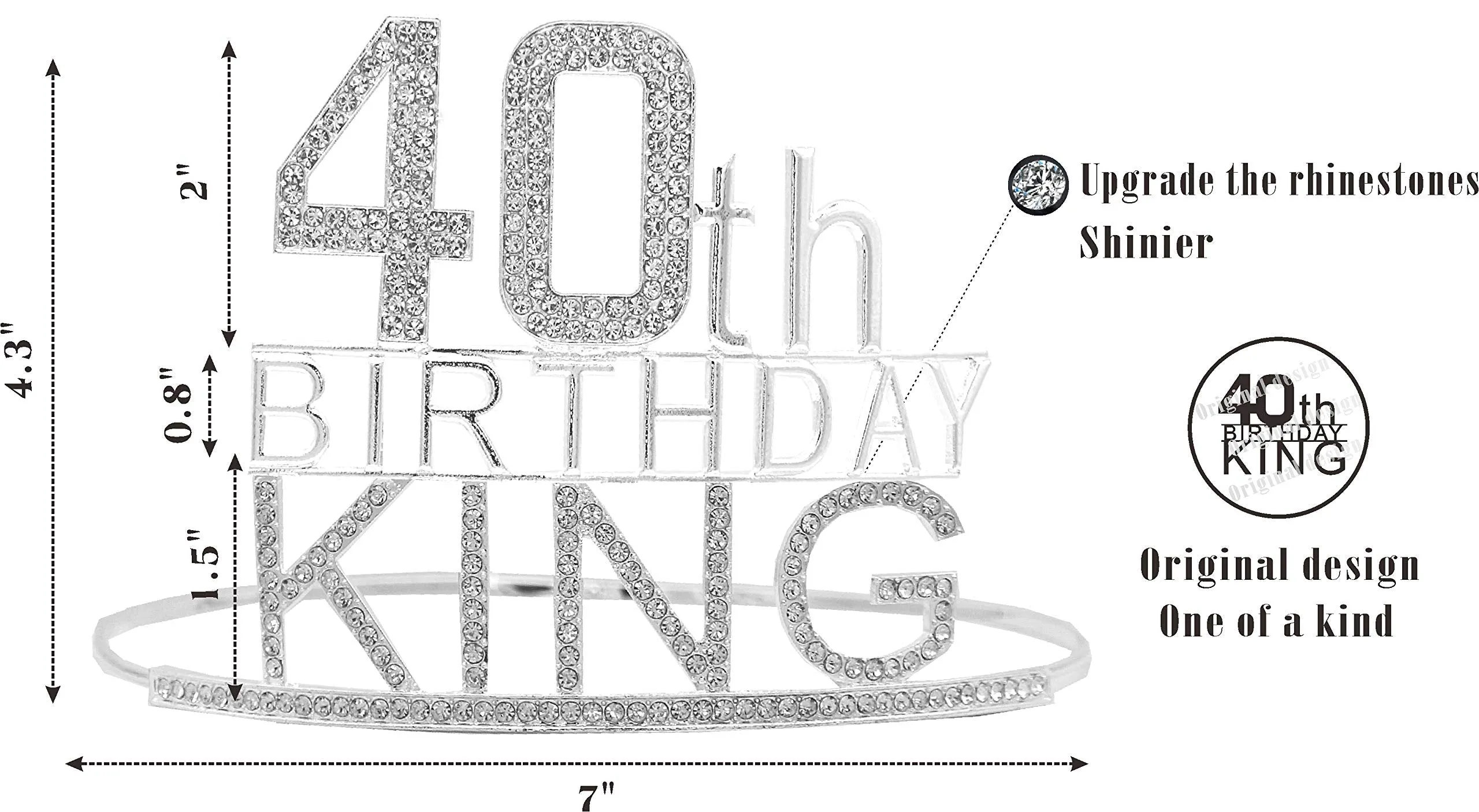 40th Birthday King Crown, 40th Birthday Gifts for Men, 40th Birthday King Sash, 40th