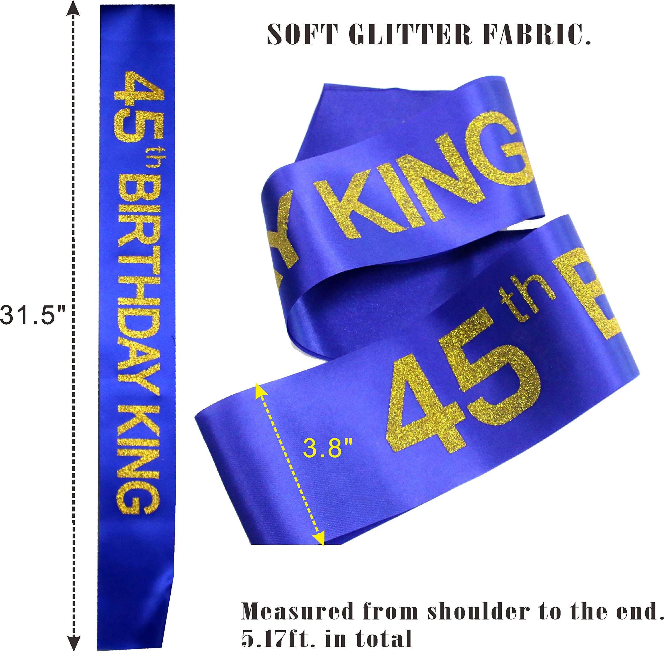 45th Birthday Gifts for Men, 45th Birthday King Crown, 45th Birthday King Sash, 45th