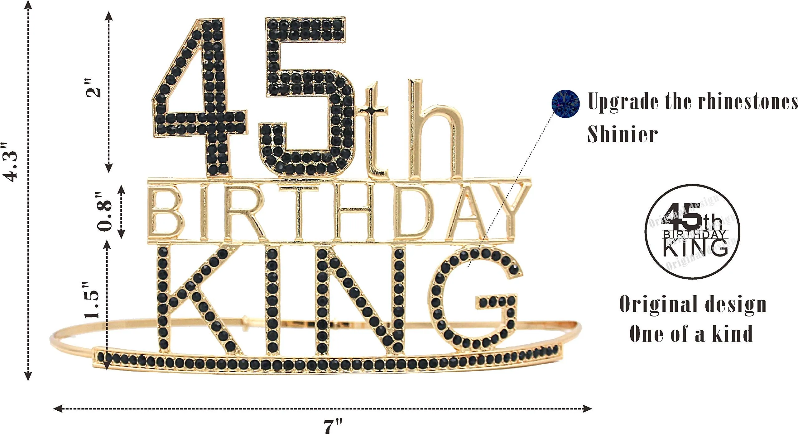 45th Birthday Gifts for Men, 45th Birthday King Crown, 45th Birthday King Sash, 45th