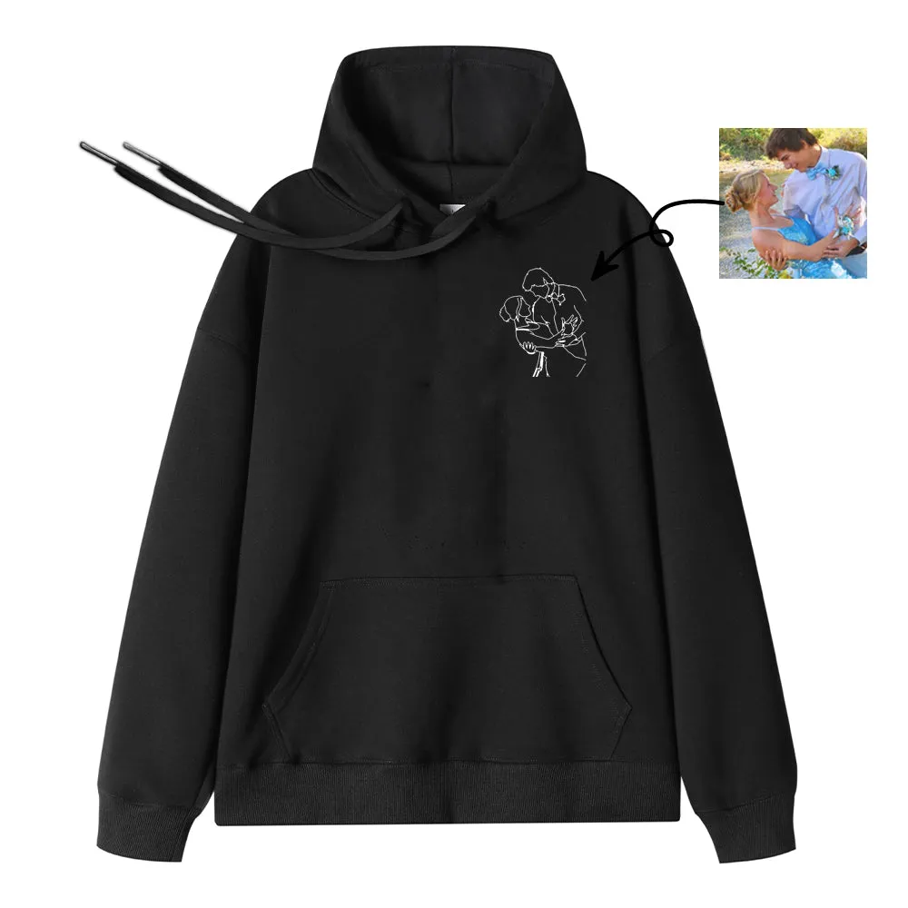 4FunGift® Line Art Photo Customized Black Hoodie Exclusive Customization Upload Photo