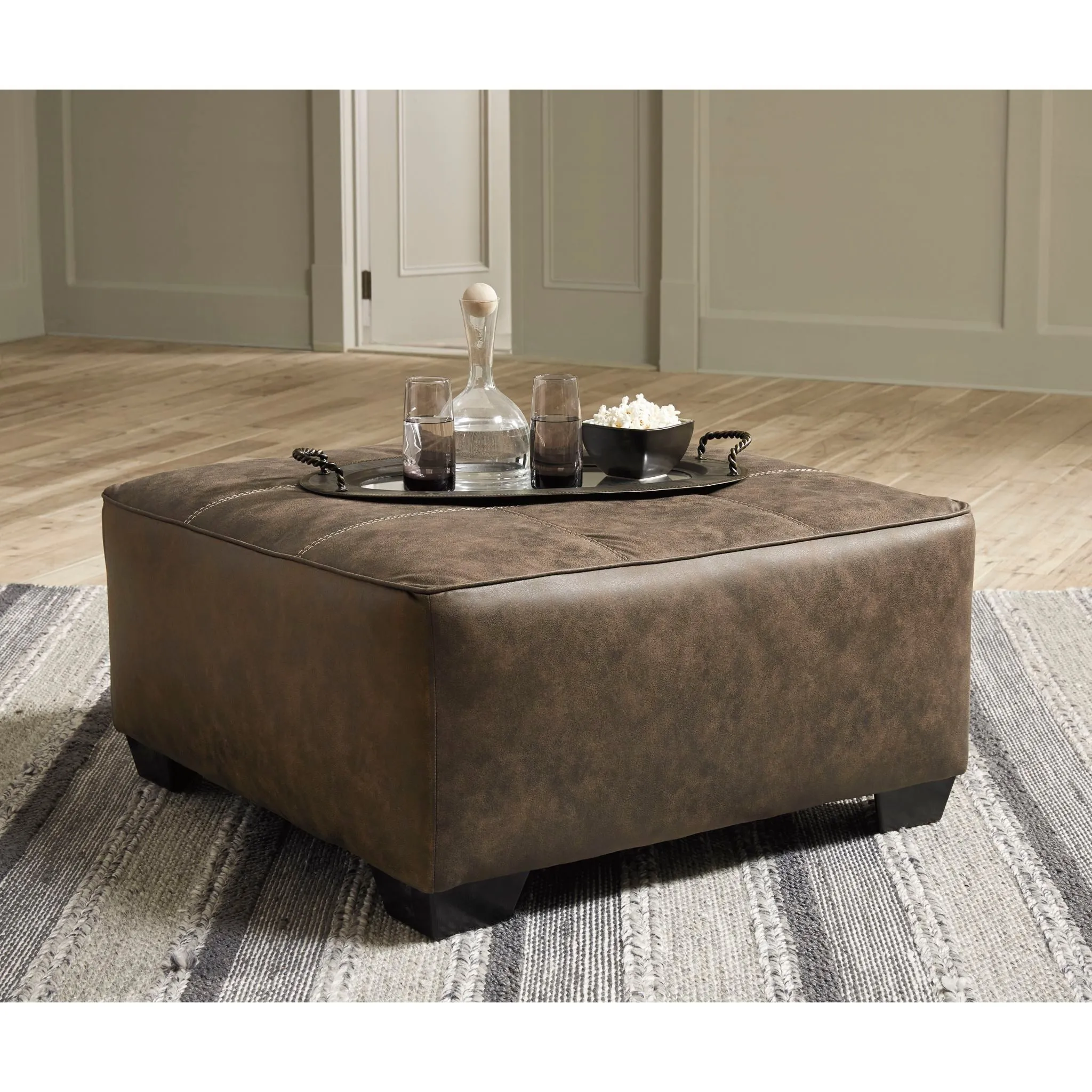 Abalone Oversized Accent Ottoman - Chocolate