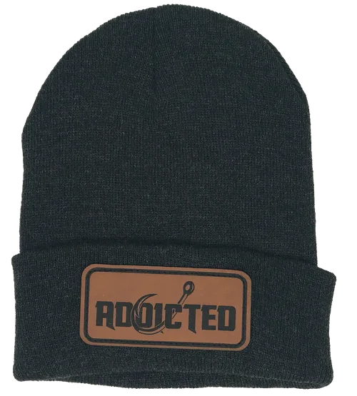 Addicted Fishing Classic Leather Patch Beanie