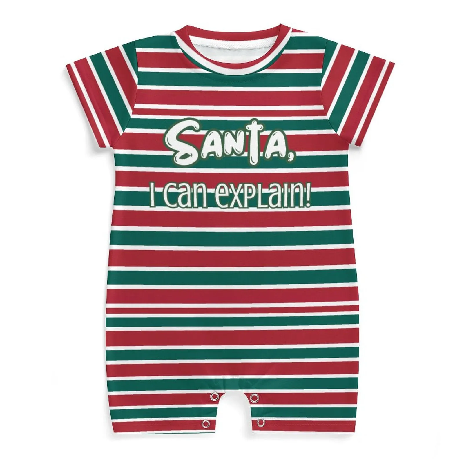 Adorable Christmas Funny Baby Onepiece Romper, Santa, I can Explain!, Short Sleeve (All-Over Printing), Holiday 3 to 24 months