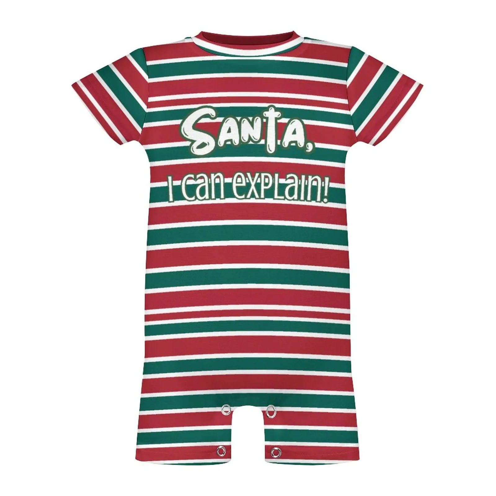 Adorable Christmas Funny Baby Onepiece Romper, Santa, I can Explain!, Short Sleeve (All-Over Printing), Holiday 3 to 24 months