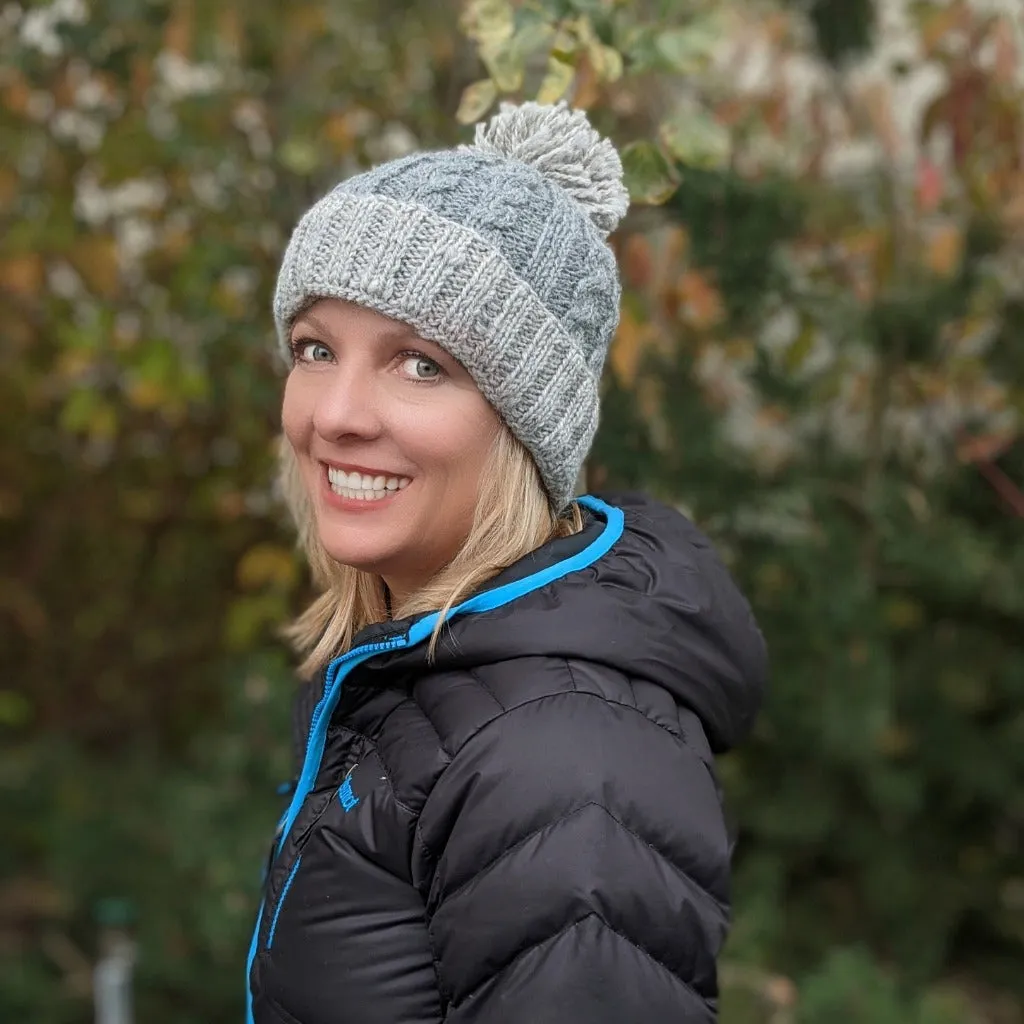 Alpaca Hat with Pompom and Fleece Lining