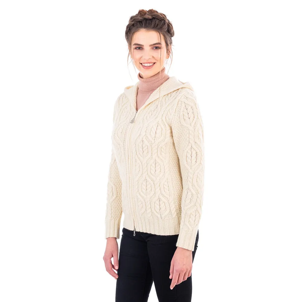 Aran Merino Zip Cardigan for Ladies