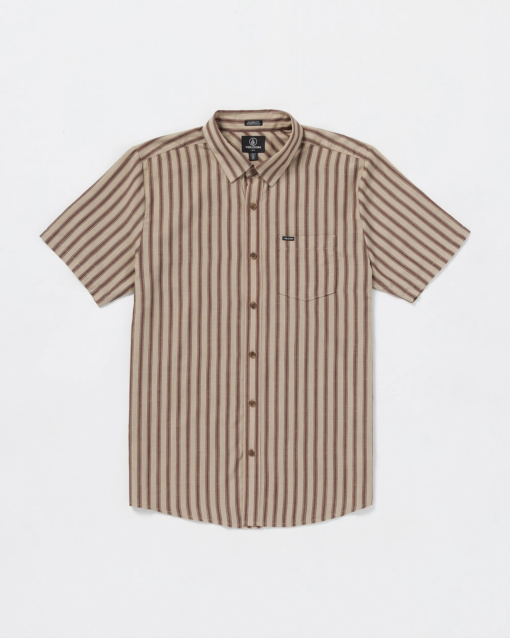 Arvostripe Woven Short Sleeve Shirt - Light Khaki