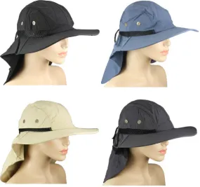 assorted color men summer hat with neck cover Case of 72