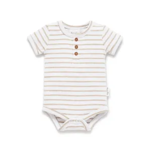 Aster and Oak Stripe Rib Henley Onesie