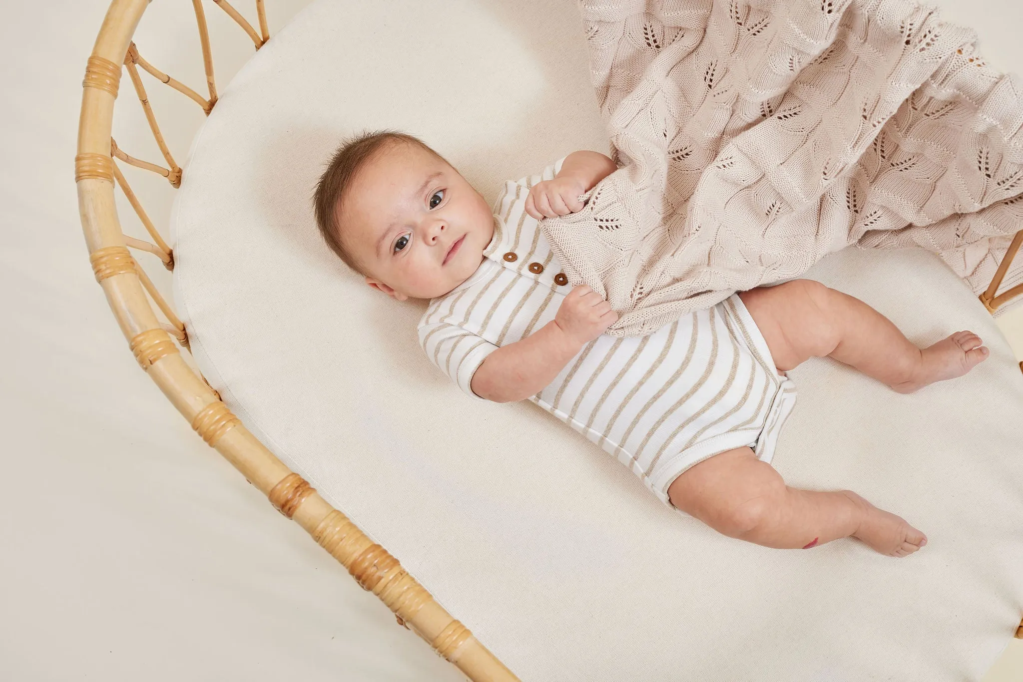 Aster and Oak Stripe Rib Henley Onesie