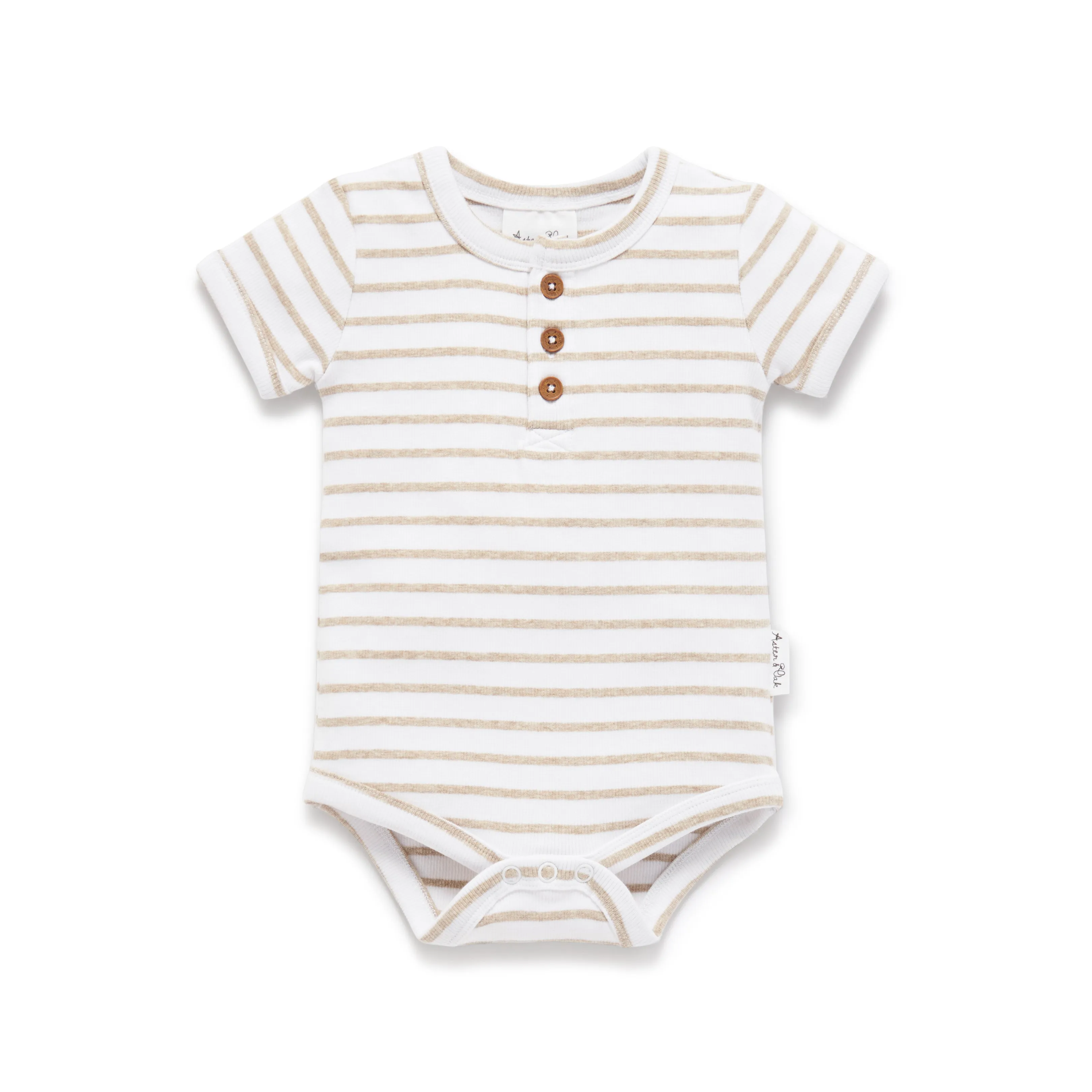 Aster and Oak Stripe Rib Henley Onesie