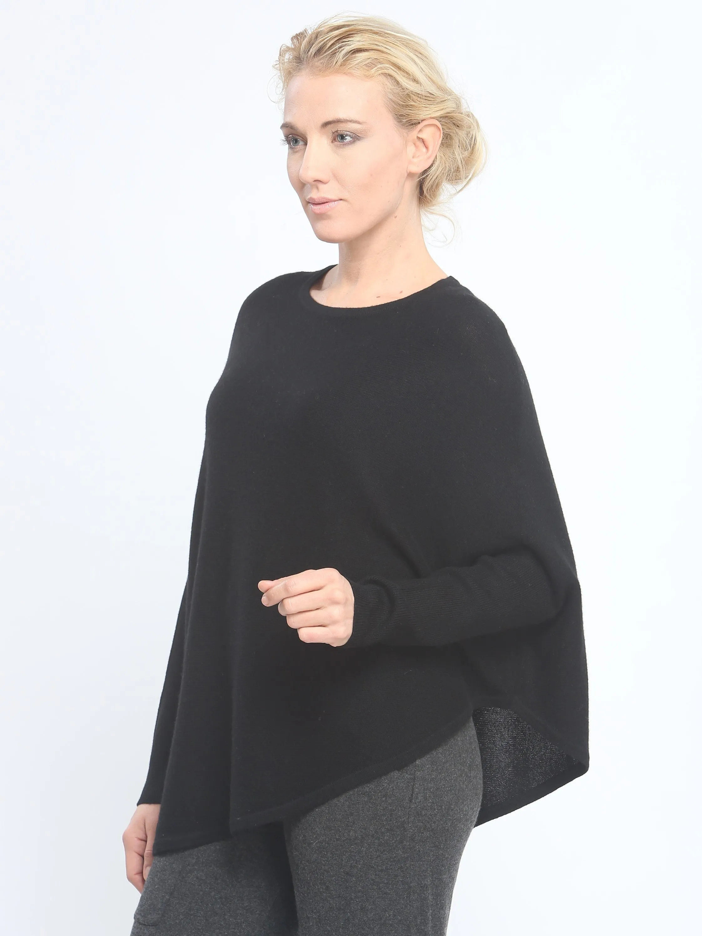 Asymmetrical Hem Easy Crewneck in Cashmere