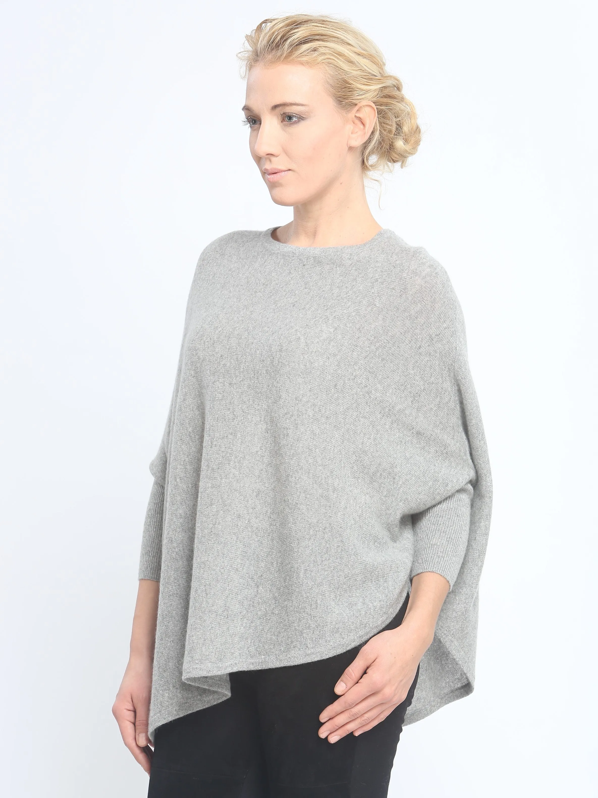 Asymmetrical Hem Easy Crewneck in Cashmere