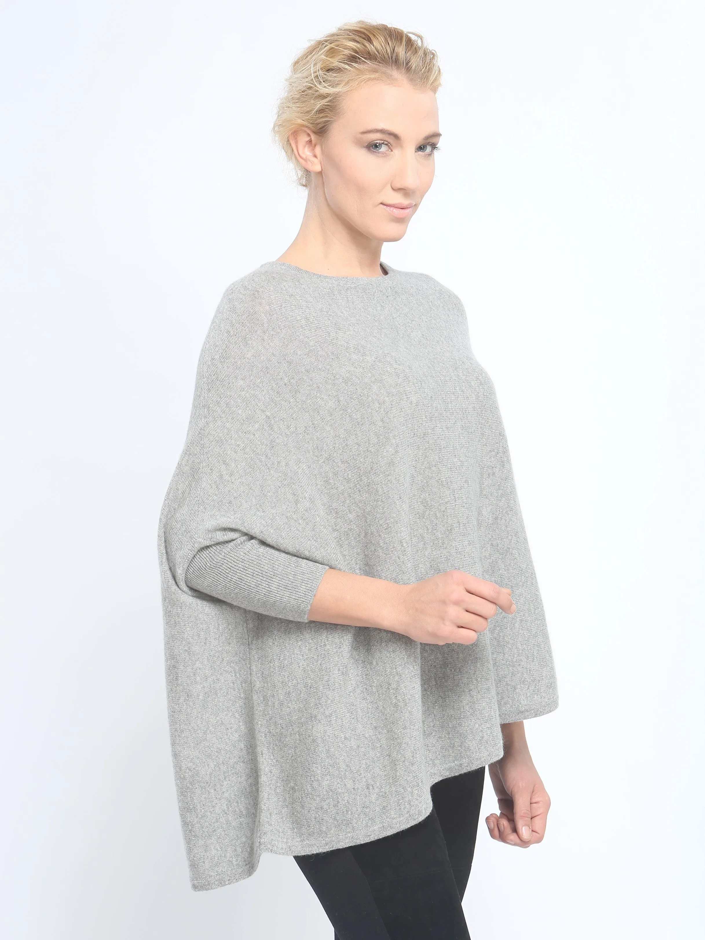 Asymmetrical Hem Easy Crewneck in Cashmere