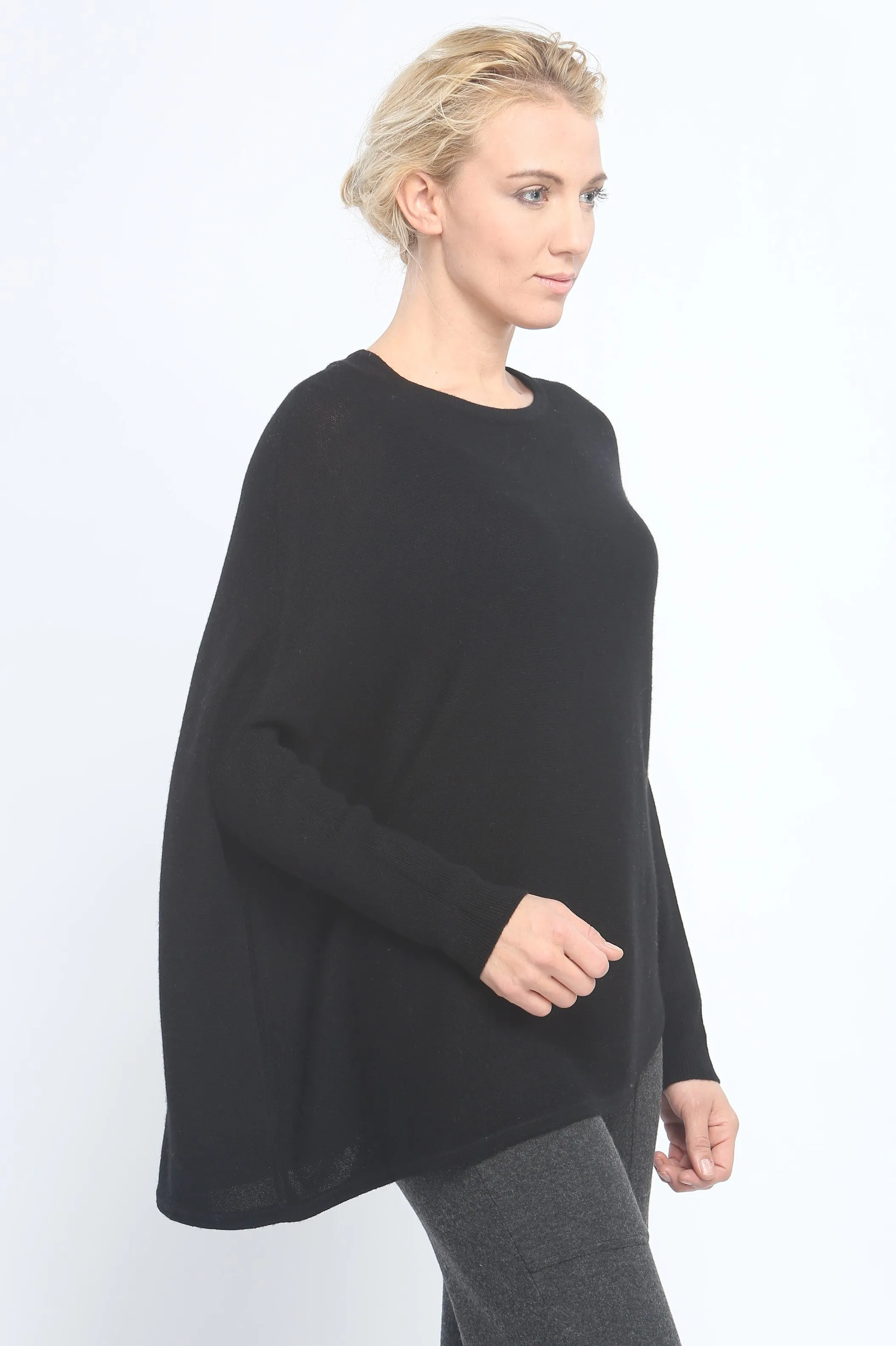 Asymmetrical Hem Easy Crewneck in Cashmere