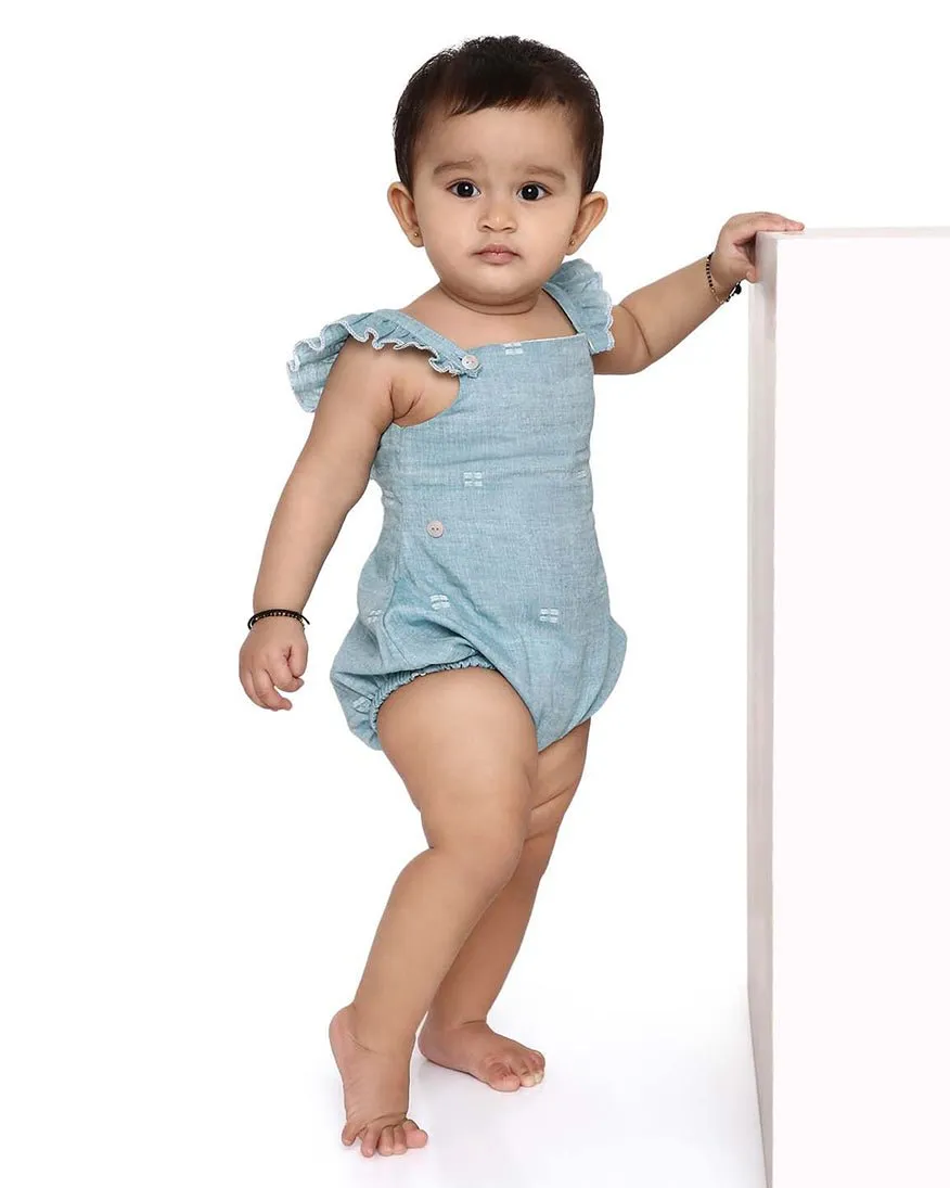 Baadal - Jamdani Infant Cotton Onesie with Detachable Lehenga Skirt and Matching Clips