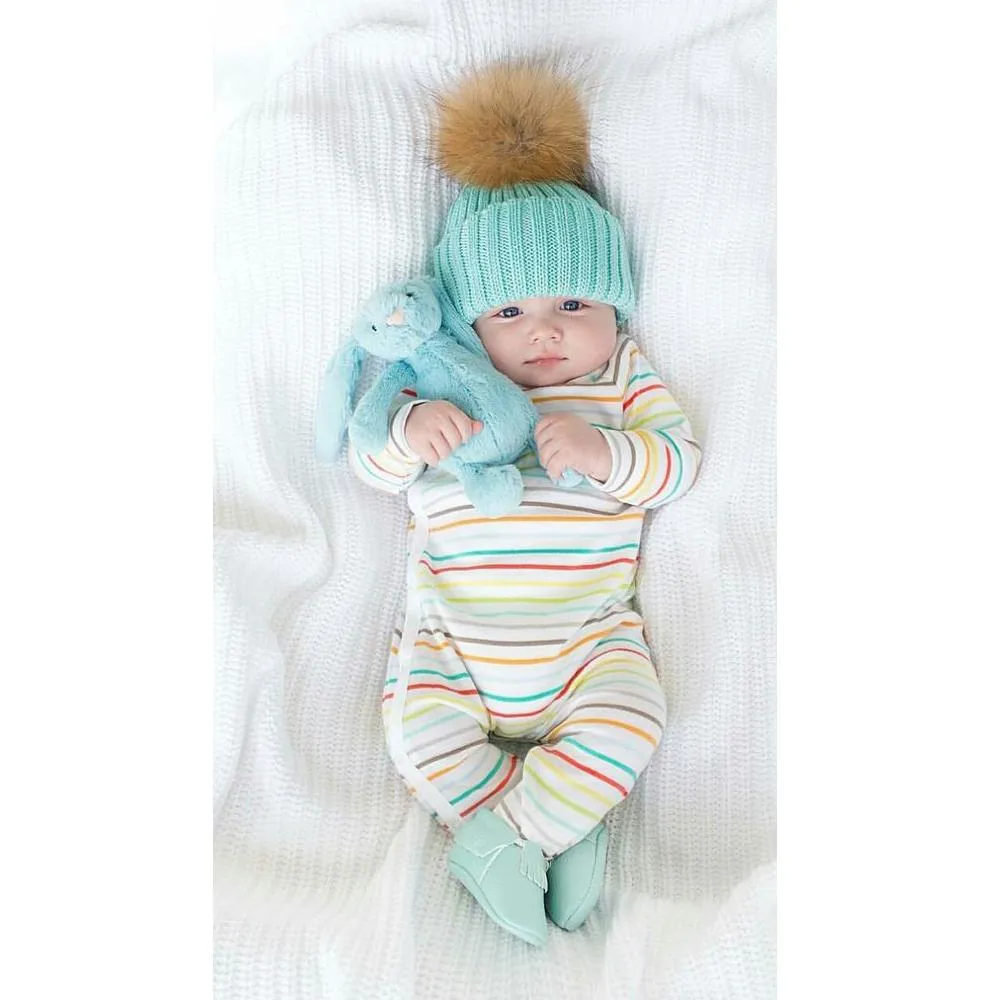 Baby Knitted Wool Crochet Beanies Fur Ball 2 Pcs