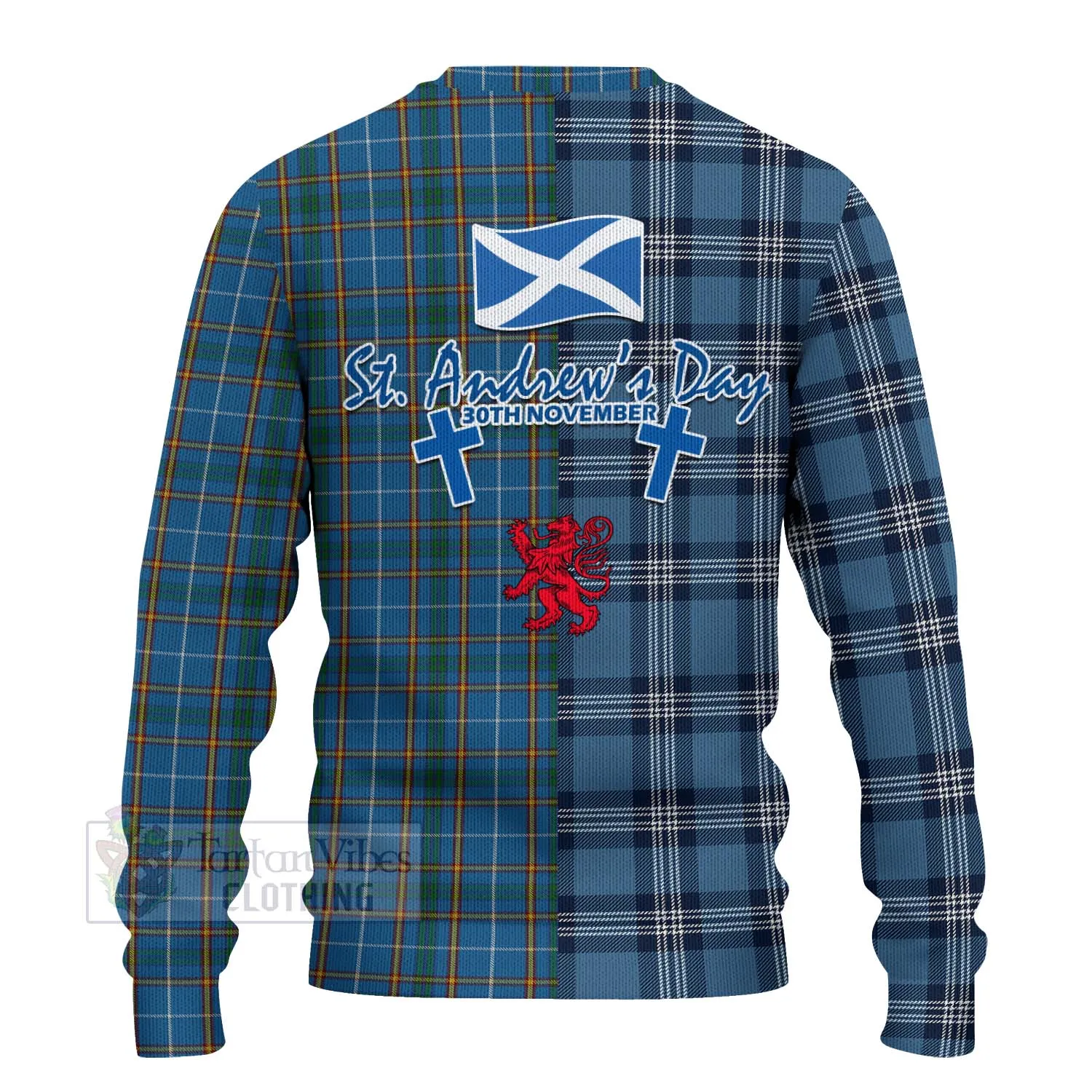 Bain Tartan Knitted Sweater Happy St. Andrew's Day Half Tartan Style