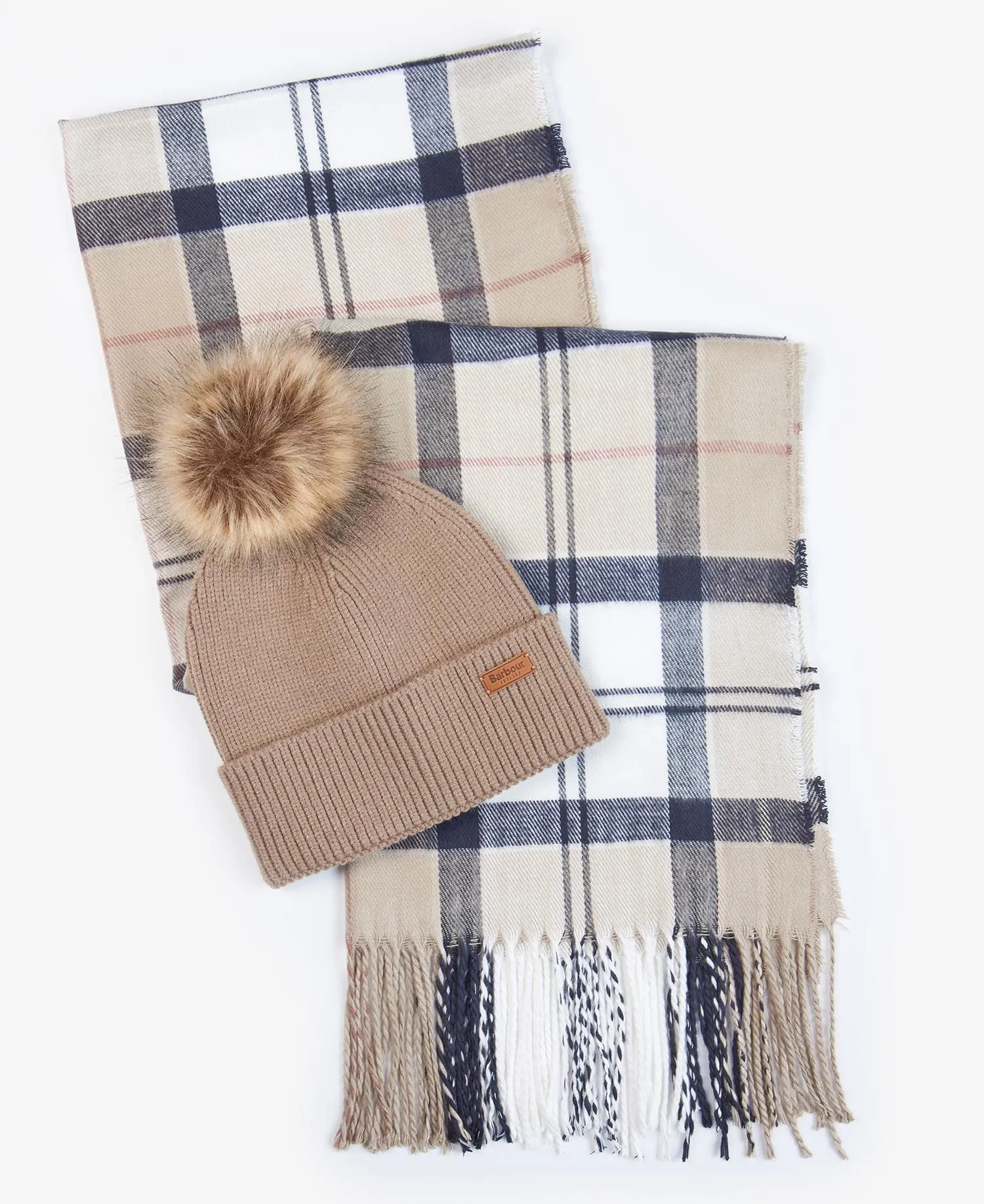 BARBOUR DOVER BEANIE & HAILES SCARF GIFT SET IN ROSEWOOD LGS0054