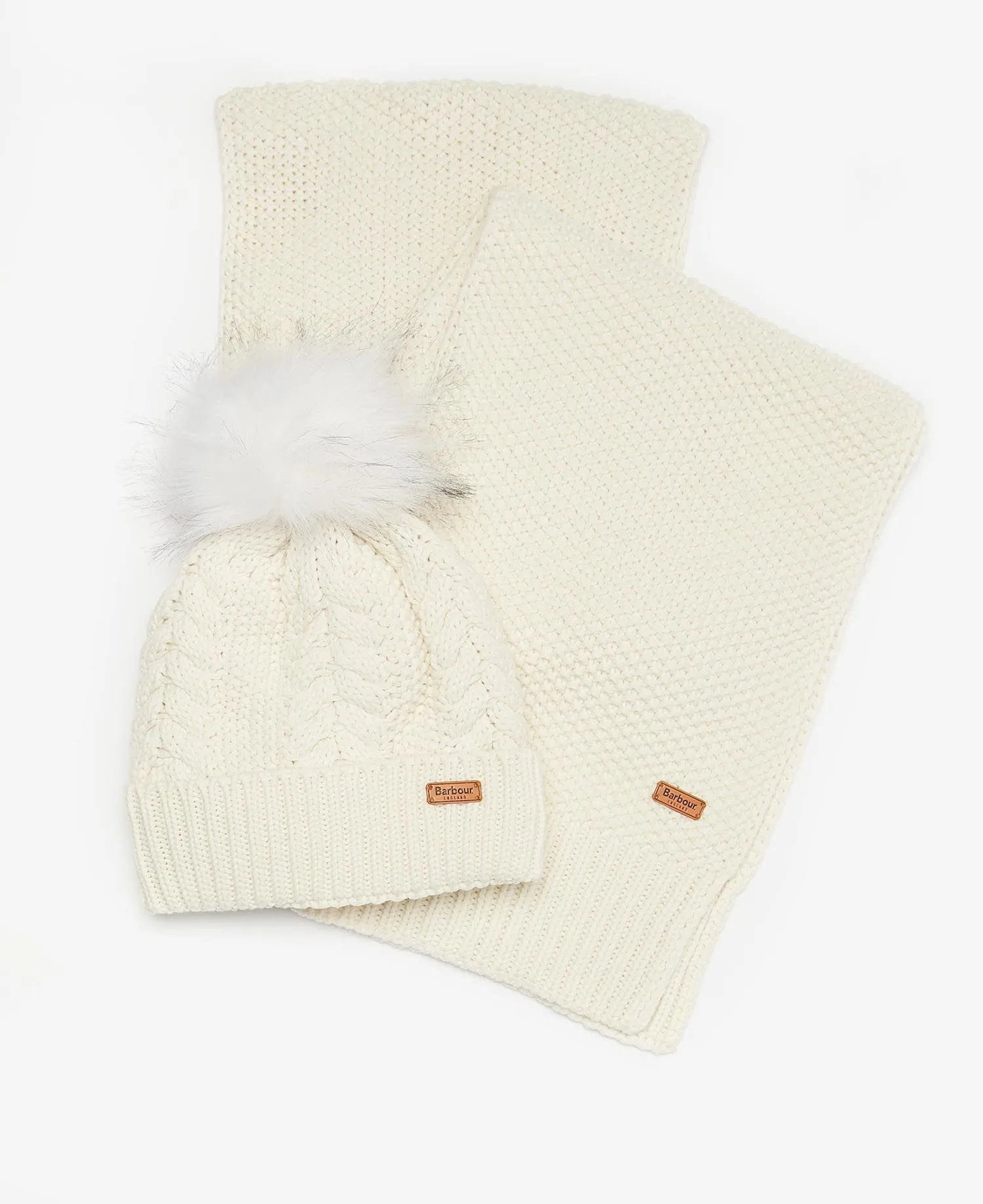 Barbour Hartley Hat & Scarf White Cloud LGS0053