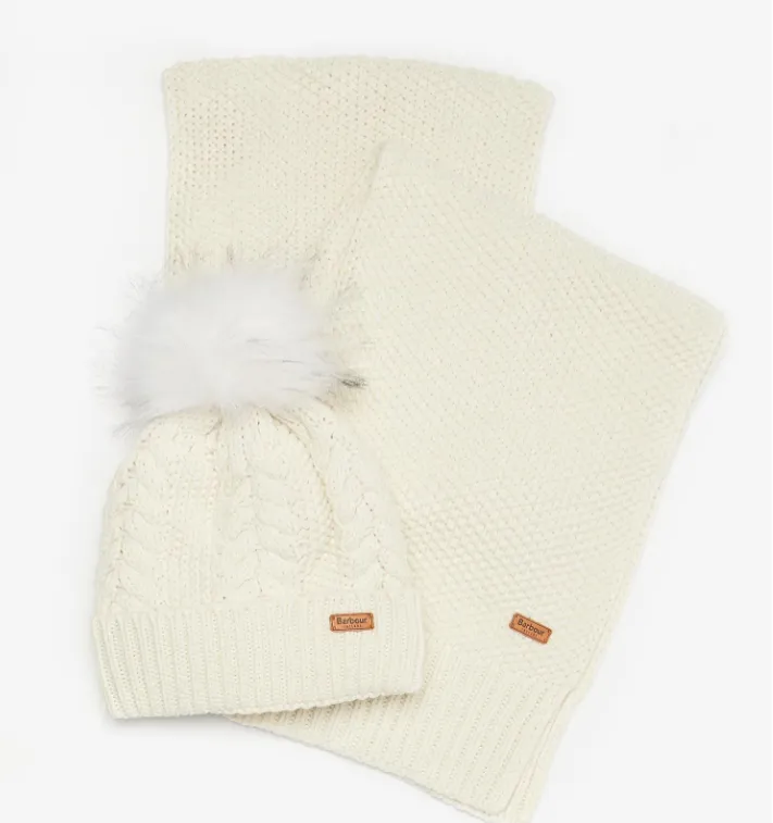 Barbour Hartley Hat & Scarf White Cloud LGS0053