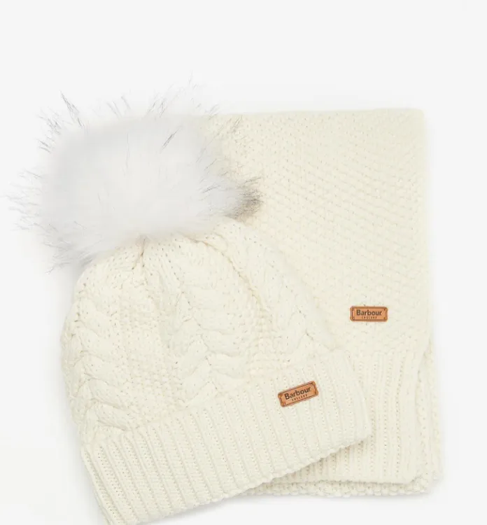 Barbour Hartley Hat & Scarf White Cloud LGS0053