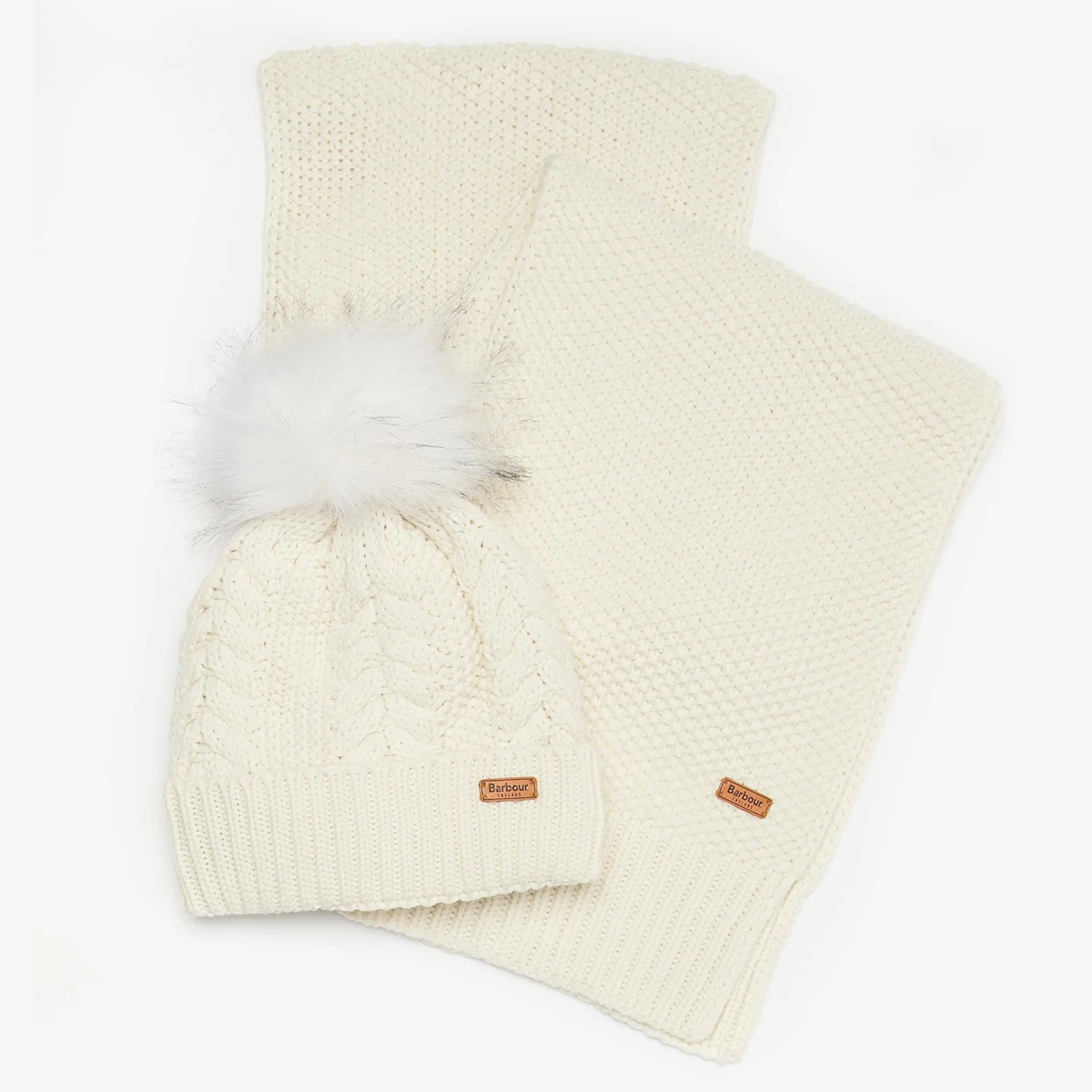 Barbour Hartley Hat & Scarf White Cloud LGS0053