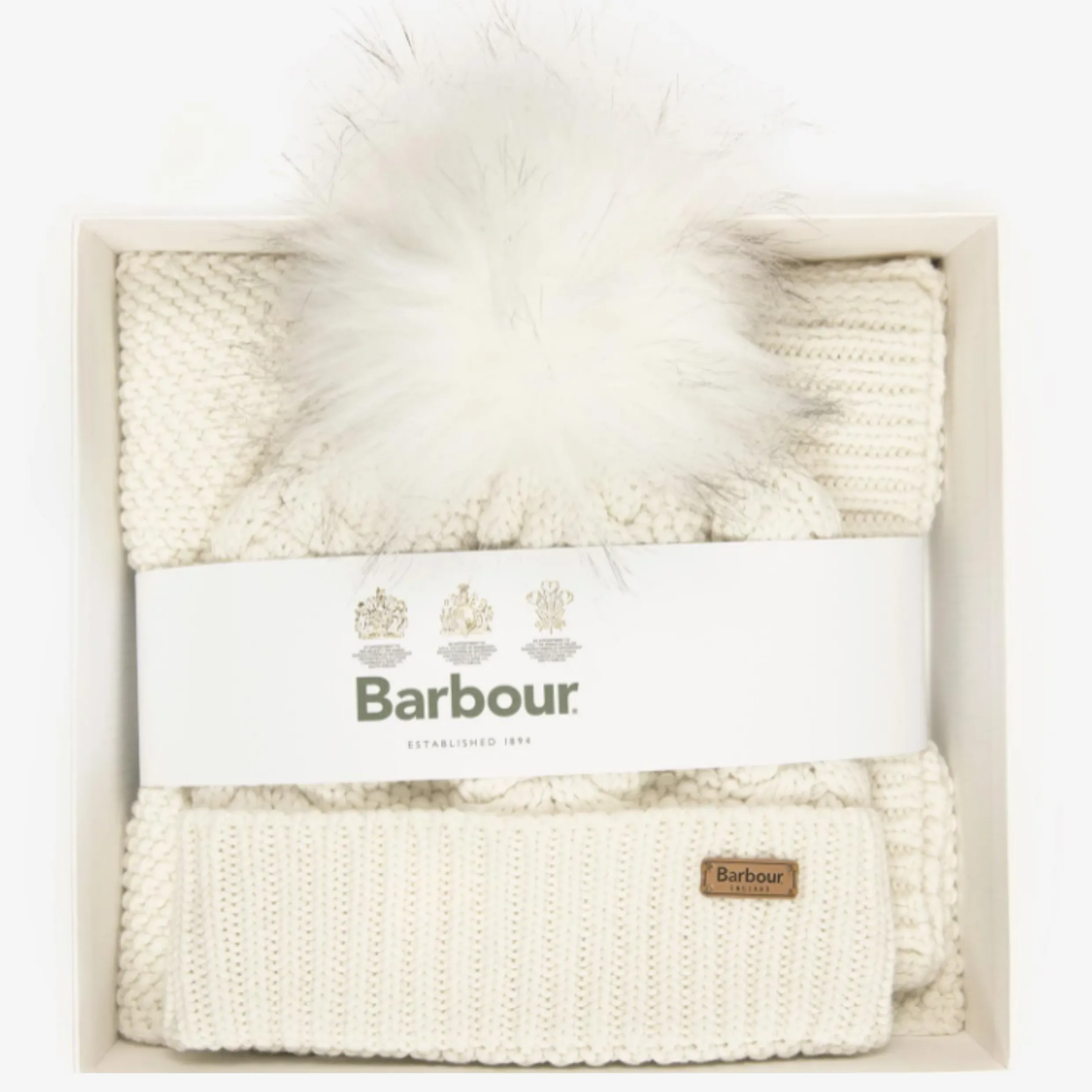 Barbour Hartley Hat & Scarf White Cloud LGS0053