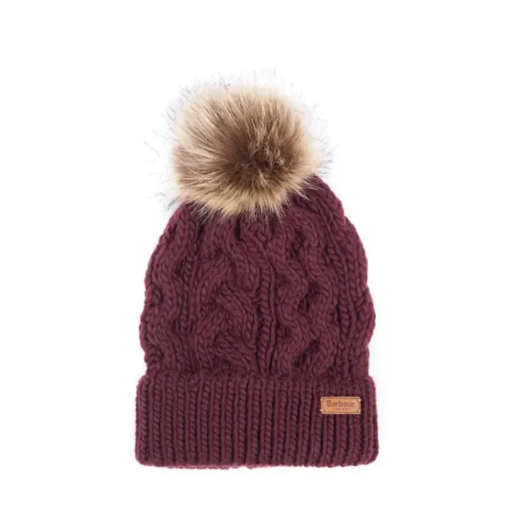 Barbour Penshaw Beanie & Scarf Gift Set in Bordeaux LGS0025