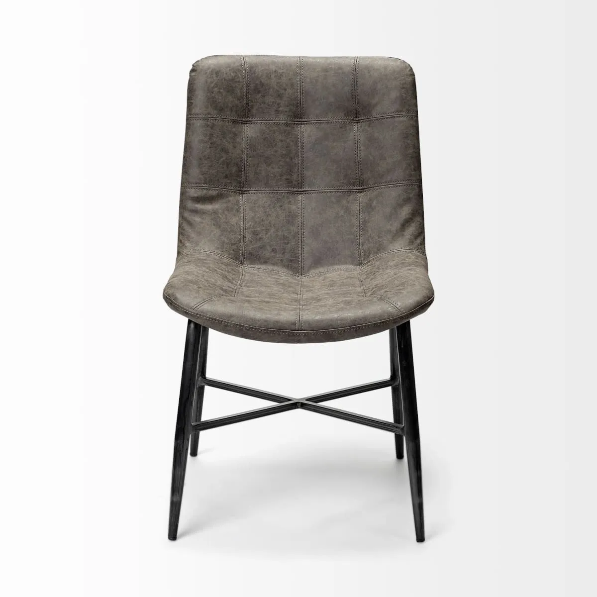 Barrow Dining Chair Brown Faux Leather | Black Metal