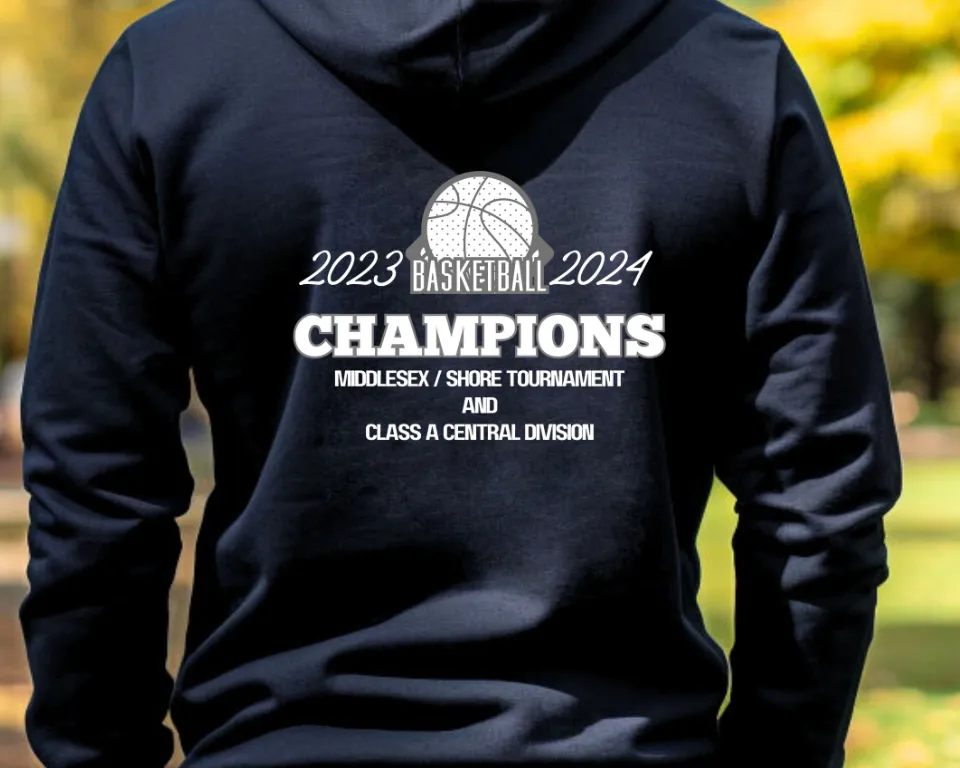 Basketball (Varsity) Hoodie Sweatshirt, Front and Back