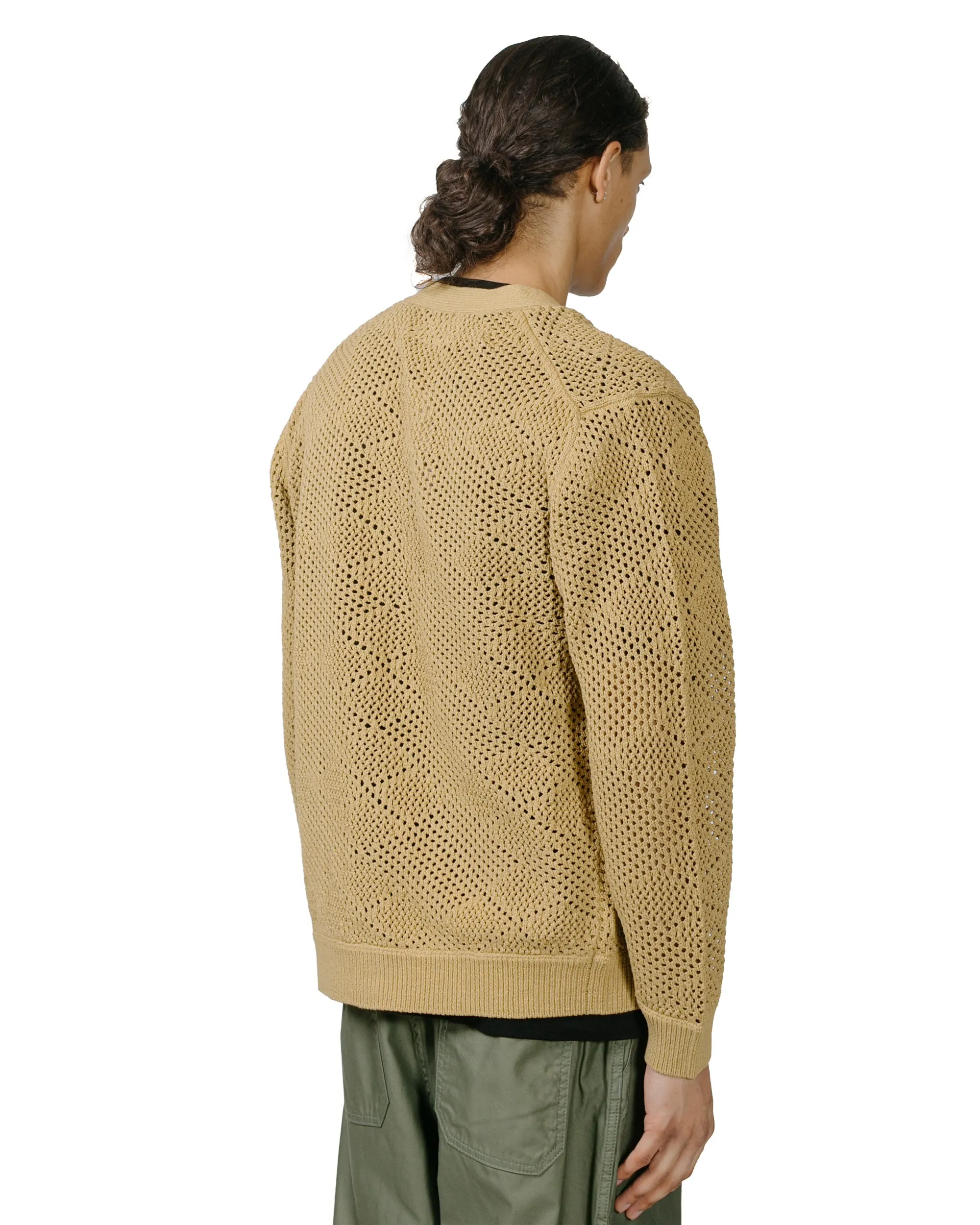 Beams Plus Cardigan Argyle Mesh Khaki