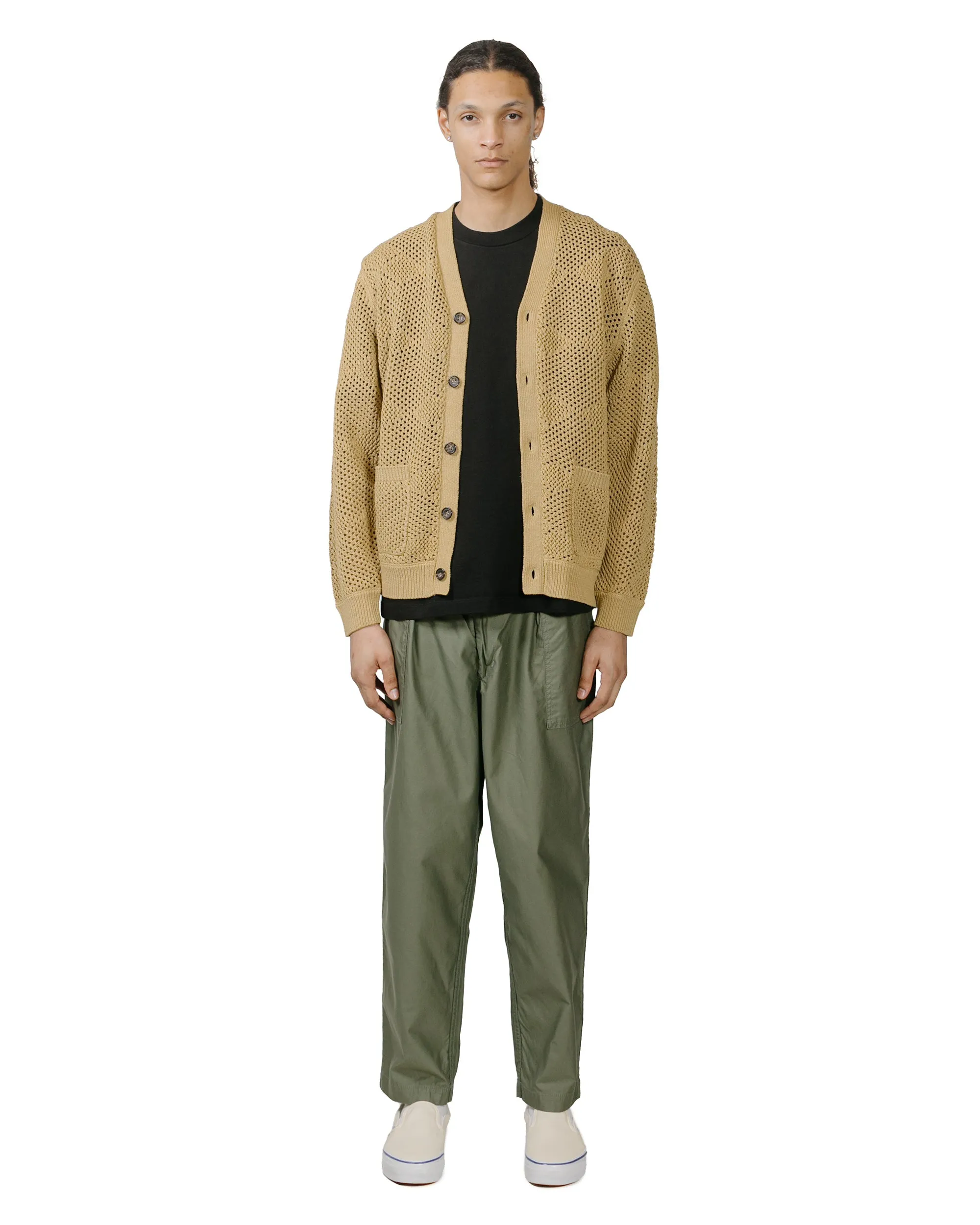 Beams Plus Cardigan Argyle Mesh Khaki