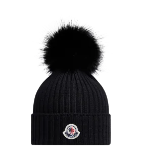 Beanie With Pom Pom Black