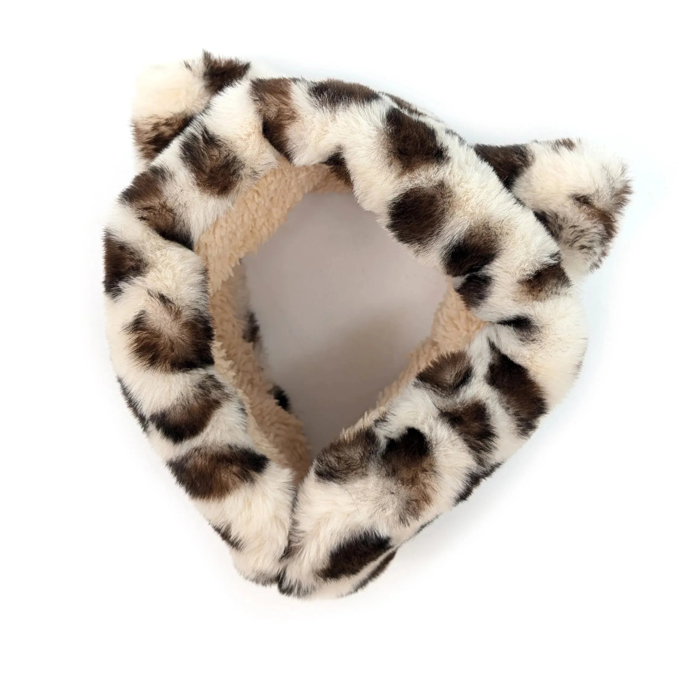 Black Ginger Animal Print Bear Head Band Ear Muffs - 800-681