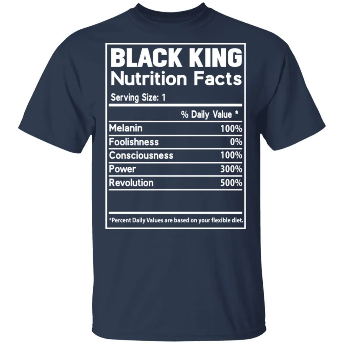 Black King Nutrition Facts T-shirt