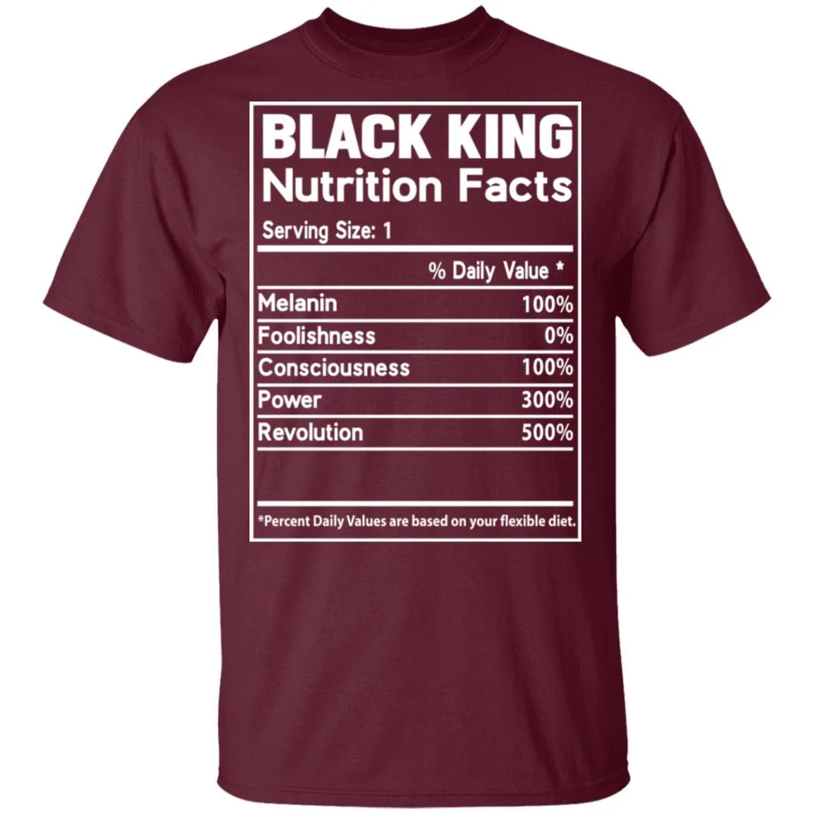 Black King Nutrition Facts T-shirt