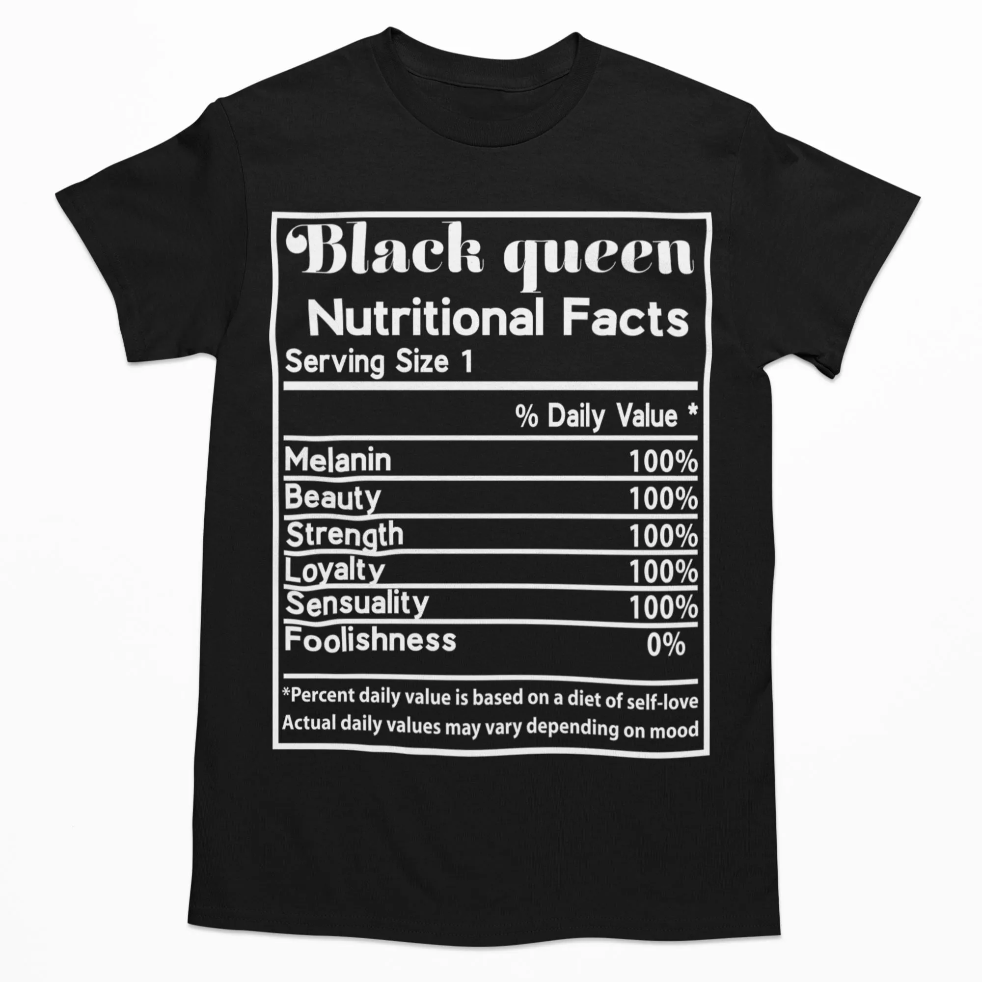 Black Queen Nutrition Facts T-shirt