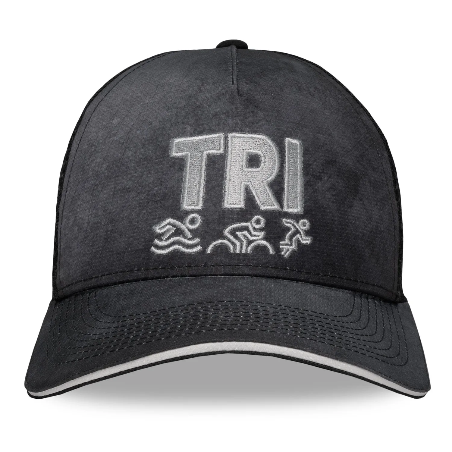 Black/Grey TRI 5 Panel Trucker Hat