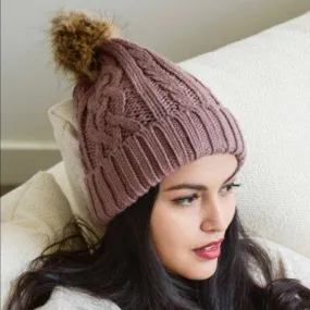 Cable Knit Beanie ~ Mauve