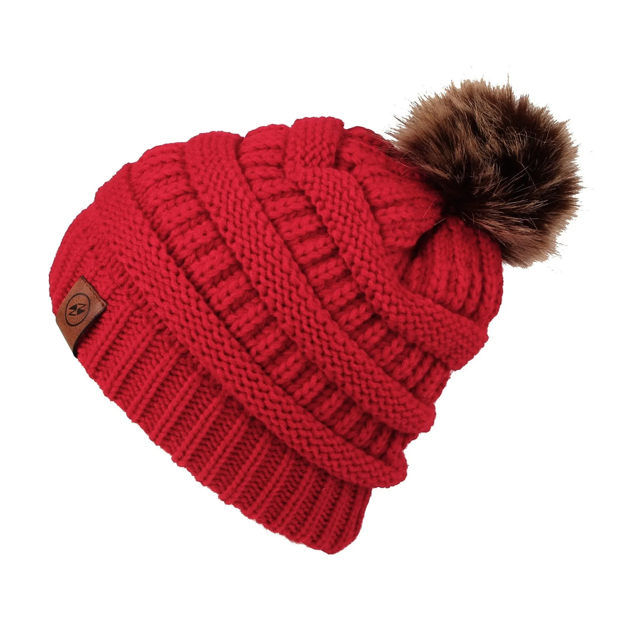 Cable Knit Ribbed Pom Beanie Winter Hat Slouchy Cap HZP0030