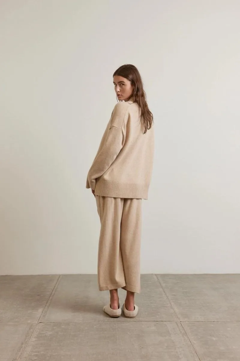 Cashmere Wool Blended Knit Baggy Pant