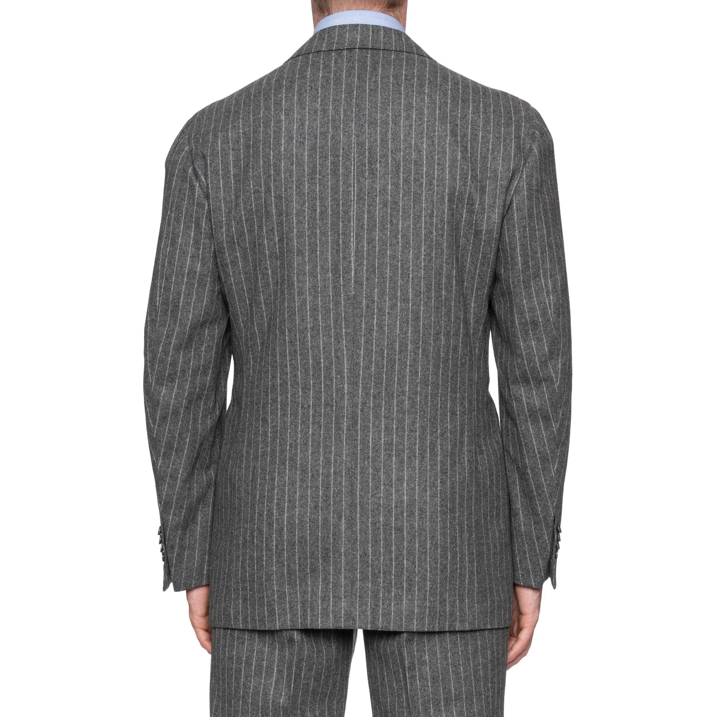 CESARE ATTOLINI Gray Striped Lambswool Cashmere Flannel Soft Suit 52 NEW US 42